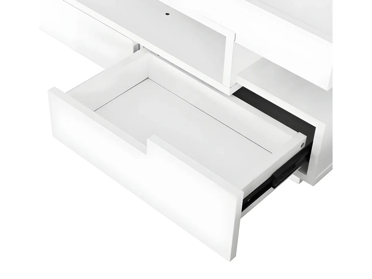 Mesa de centro con LED - acabado brillante - 4 cajones delanteros y traseros - Blanco