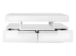 Mesa de centro con LED - acabado brillante - 4 cajones delanteros y traseros - Blanco
