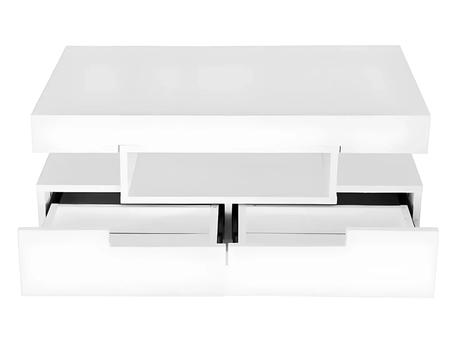 Mesa de centro con LED - acabado brillante - 4 cajones delanteros y traseros - Blanco