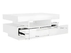 Mesa de centro con LED - acabado brillante - 4 cajones delanteros y traseros - Blanco