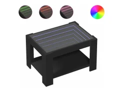 Mesa de centro con LED madera de ingeniería negro 73x53x45 cm