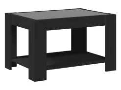 Mesa de centro con LED madera de ingeniería negro 73x53x45 cm