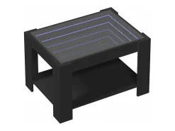 Mesa de centro con LED madera de ingeniería negro 73x53x45 cm