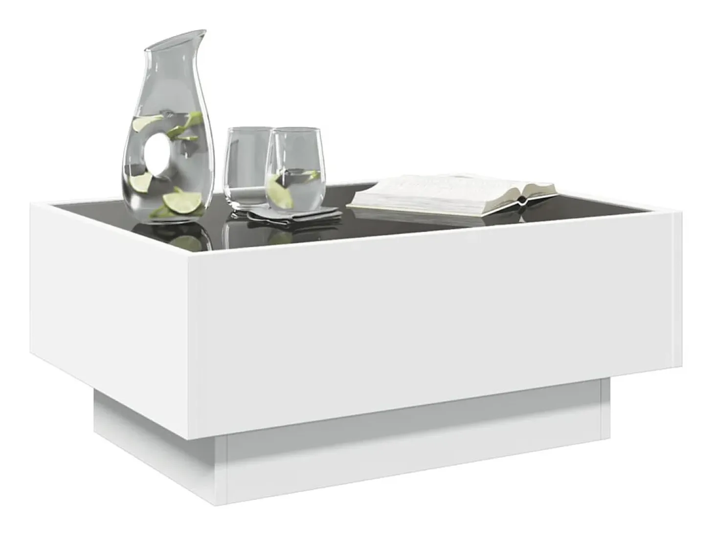 Mesa de centro con LED madera de ingeniería blanca 70x50x30 cm