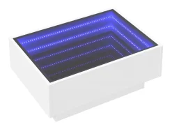Mesa de centro con LED madera de ingeniería blanca 70x50x30 cm