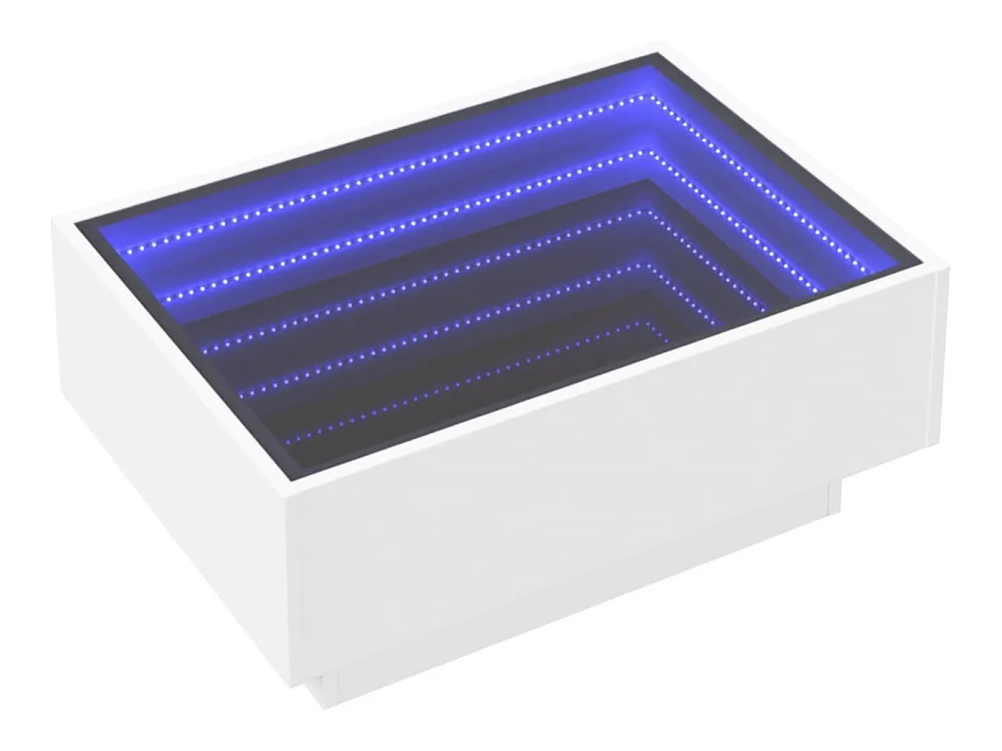Mesa de centro con LED madera de ingeniería blanca 70x50x30 cm