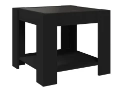 Mesa de centro con LED madera de ingeniería negro 53x53x45 cm