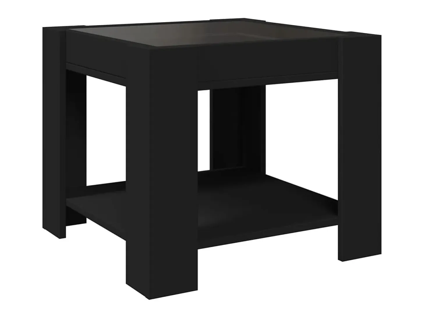 Mesa de centro con LED madera de ingeniería negro 53x53x45 cm