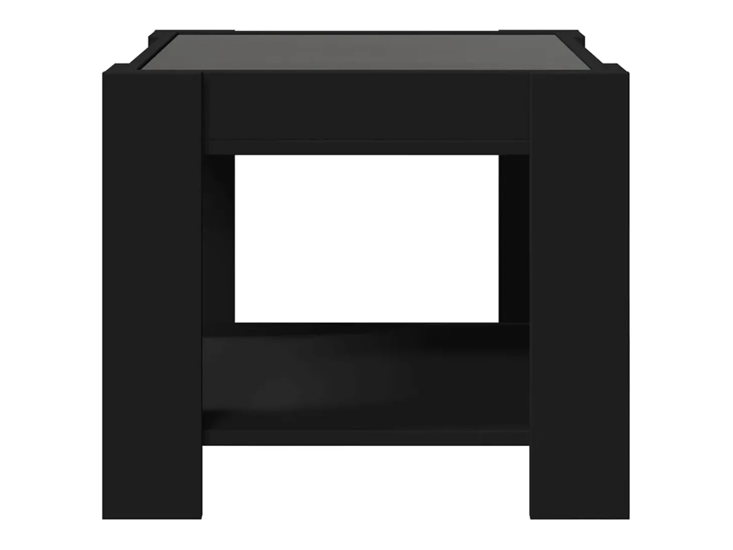 Mesa de centro con LED madera de ingeniería negro 53x53x45 cm
