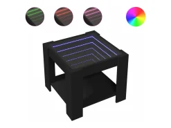 Mesa de centro con LED madera de ingeniería negro 53x53x45 cm