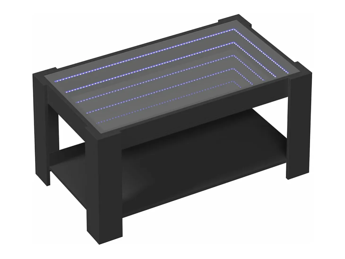 Mesa de centro con LED madera de ingeniería negro 93x53x45 cm
