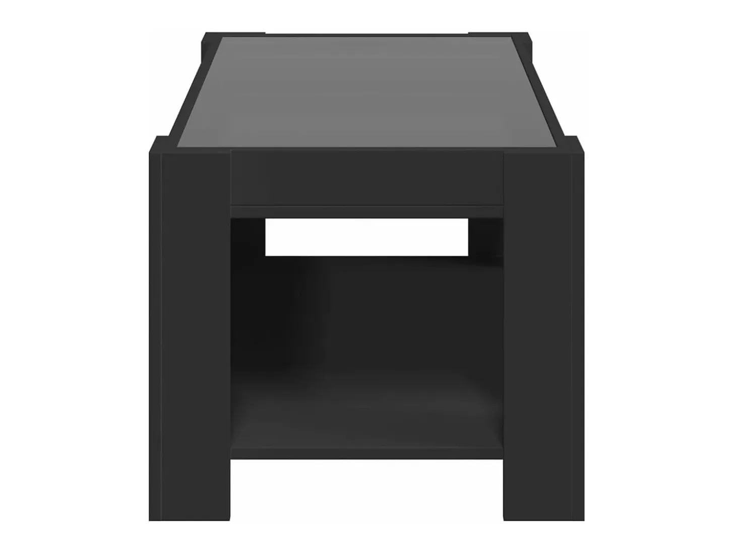Mesa de centro con LED madera de ingeniería negro 93x53x45 cm