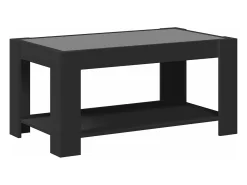Mesa de centro con LED madera de ingeniería negro 93x53x45 cm