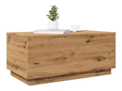 Mesa de centro con luces LED roble artisan 90x50x40 cm