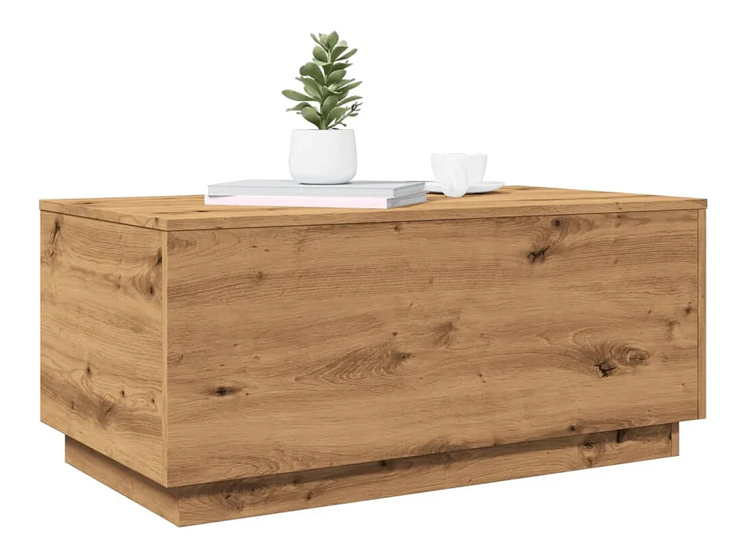 Mesa de centro con luces LED roble artisan 90x50x40 cm