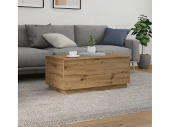 Mesa de centro con luces LED roble artisan 90x50x40 cm