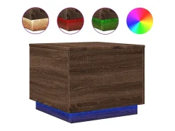Mesa de centro con luces LED marrón roble 50x50x40 cm