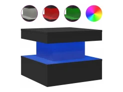Mesa de centro con luces LED negro 50x50x40 cm