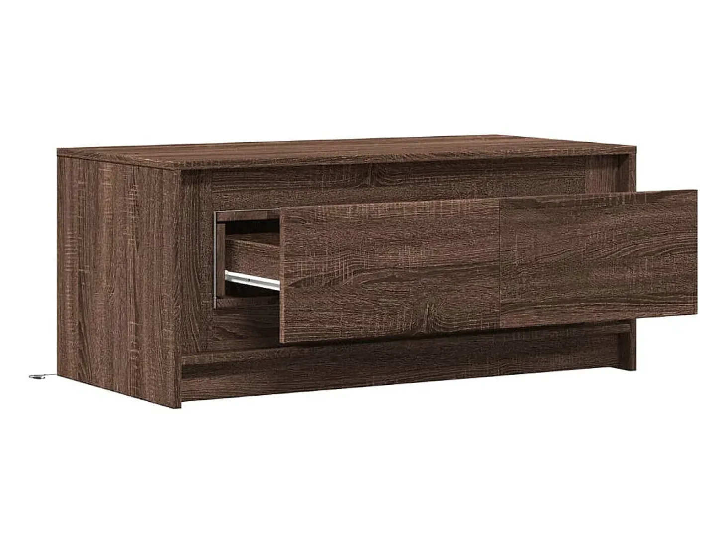Mesa de centro con luces LED madera de ingeniería marrón roble