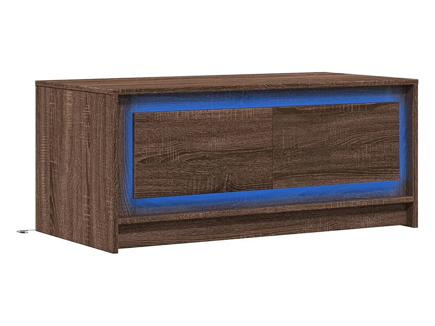 Mesa de centro con luces LED madera de ingeniería marrón roble