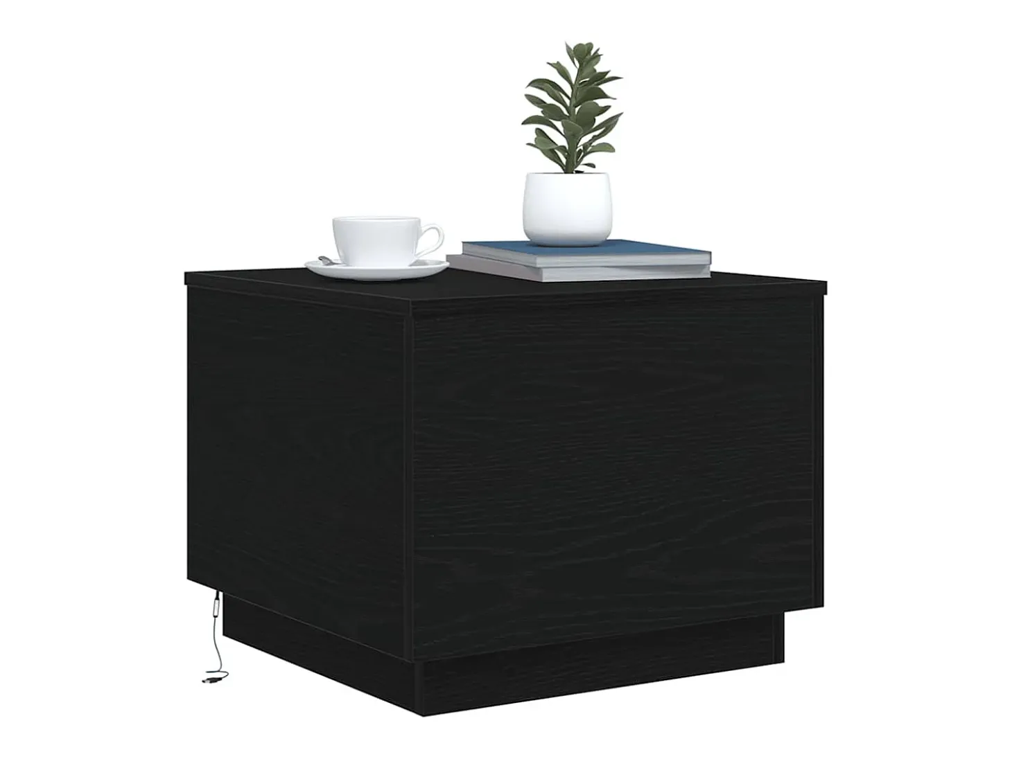 Mesa de centro con luces LED roble negro 50x50x40 cm