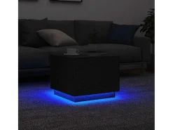 Mesa de centro con luces LED roble negro 50x50x40 cm