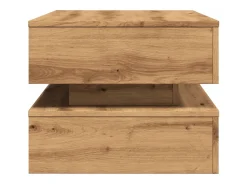 Mesa de centro con luces LED, roble artesanal, 90x50x40 cm
