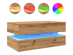 Mesa de centro con luces LED, roble artesanal, 90x50x40 cm