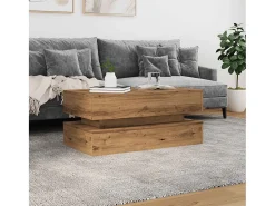 Mesa de centro con luces LED, roble artesanal, 90x50x40 cm