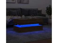 Mesa de centro con luces LED, roble artesanal, 90x50x40 cm