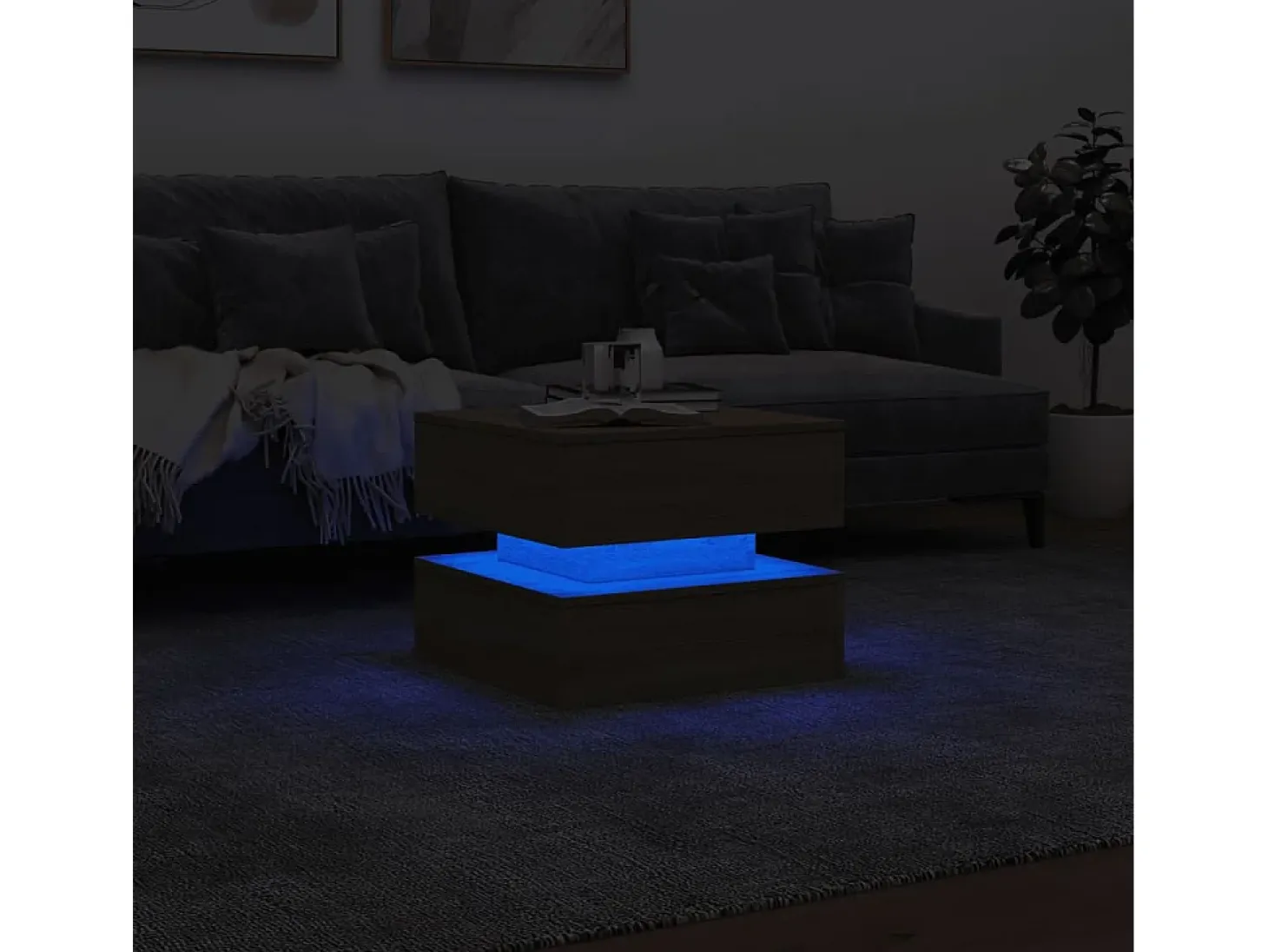 Mesa de centro con luces LED roble Sonoma 50x50x40 cm