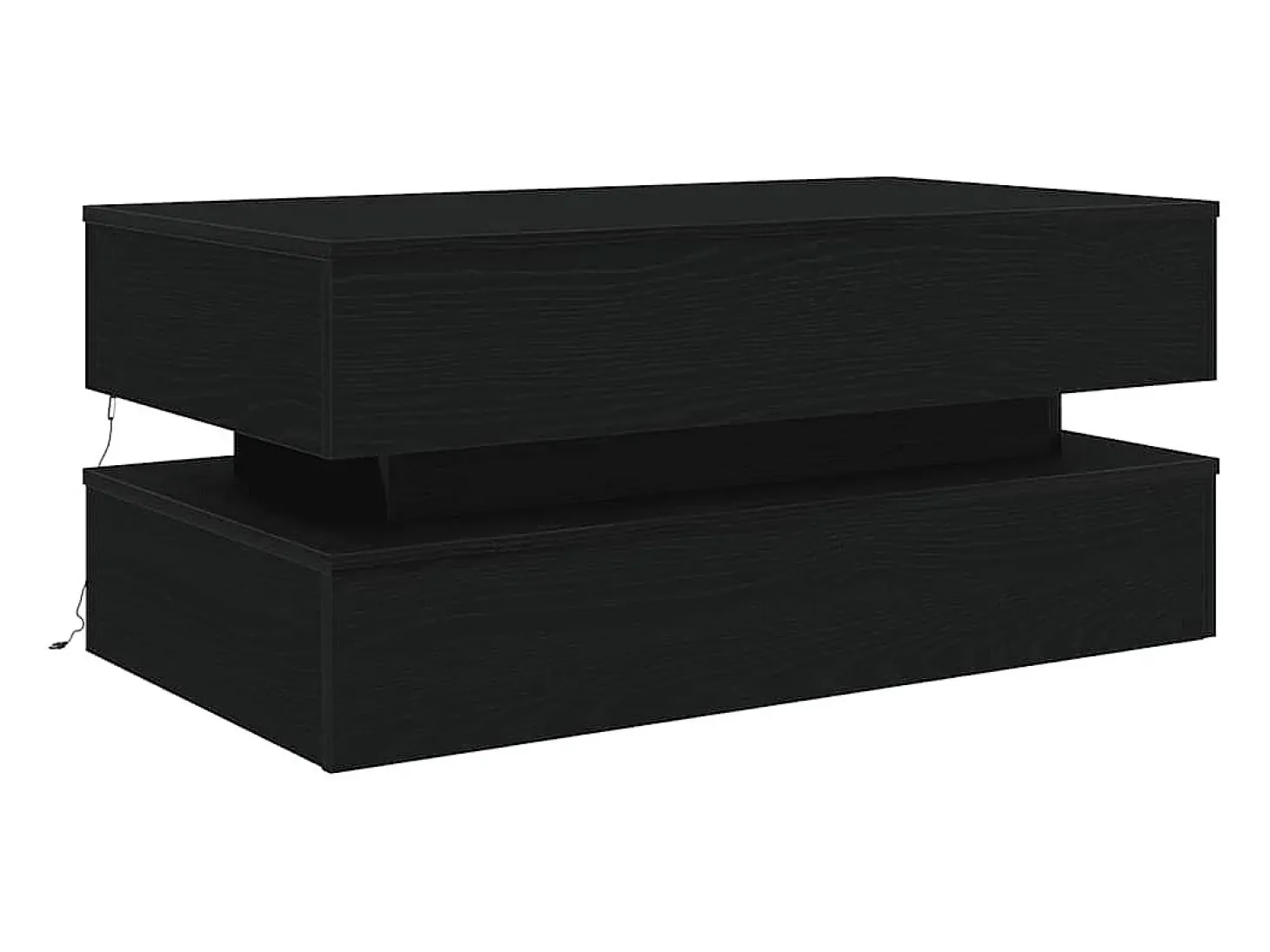 Mesa de centro con luces LED roble negro 90x50x40 cm