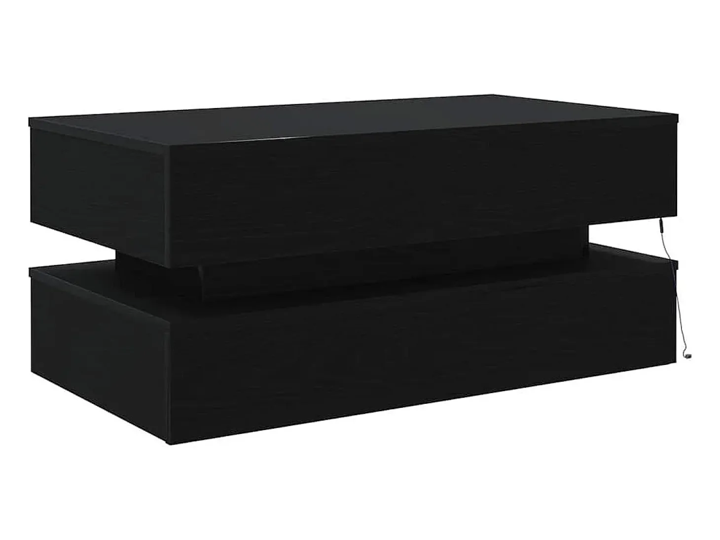 Mesa de centro con luces LED roble negro 90x50x40 cm