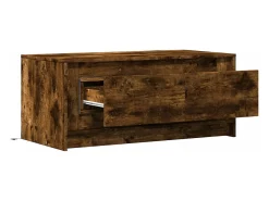 Mesa de centro con luces LED madera de ingeniería roble ahumado