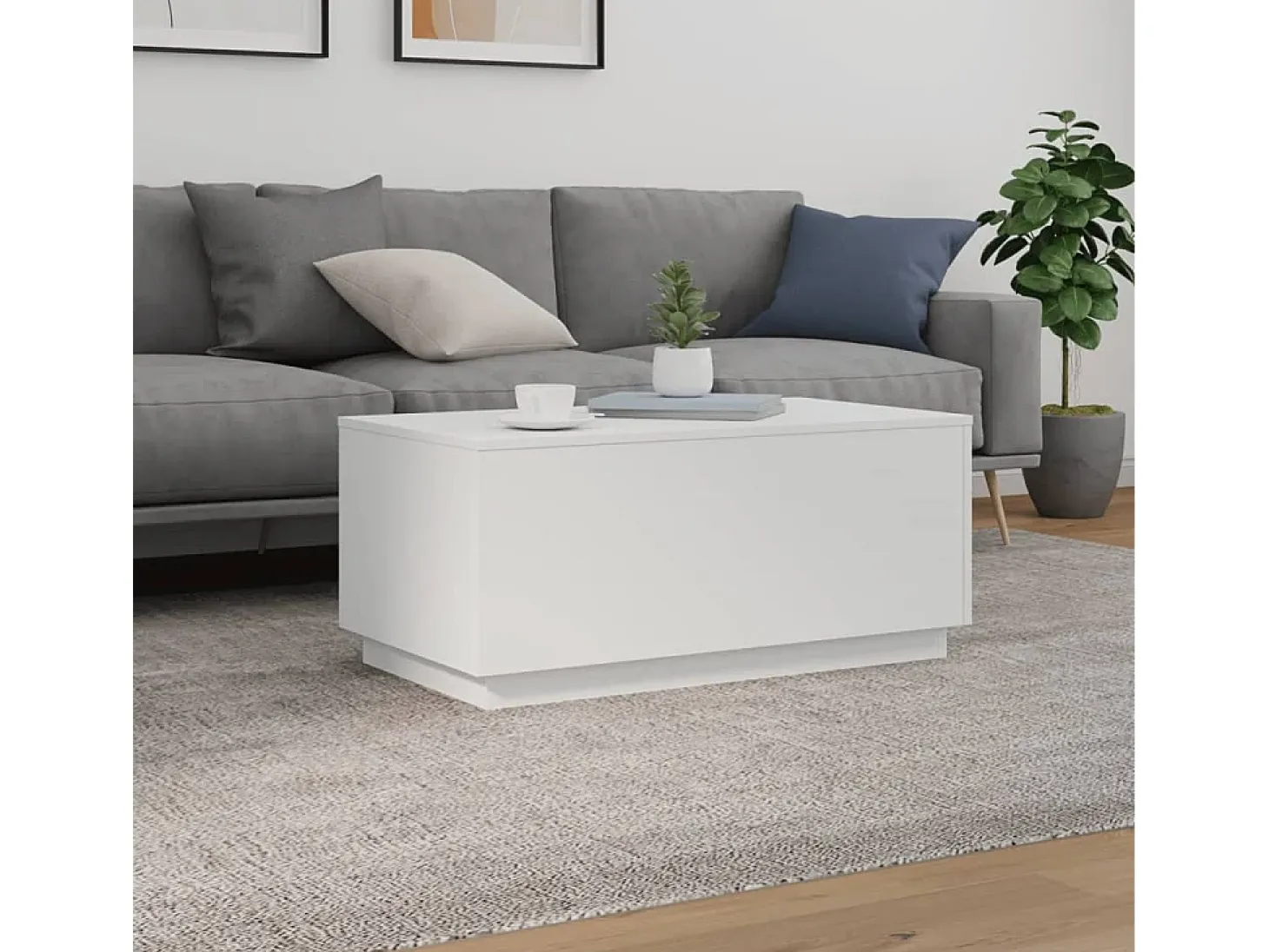 Mesa de centro con luces LED blanco 90x50x40 cm