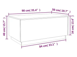 Mesa de centro con luces LED blanco 90x50x40 cm