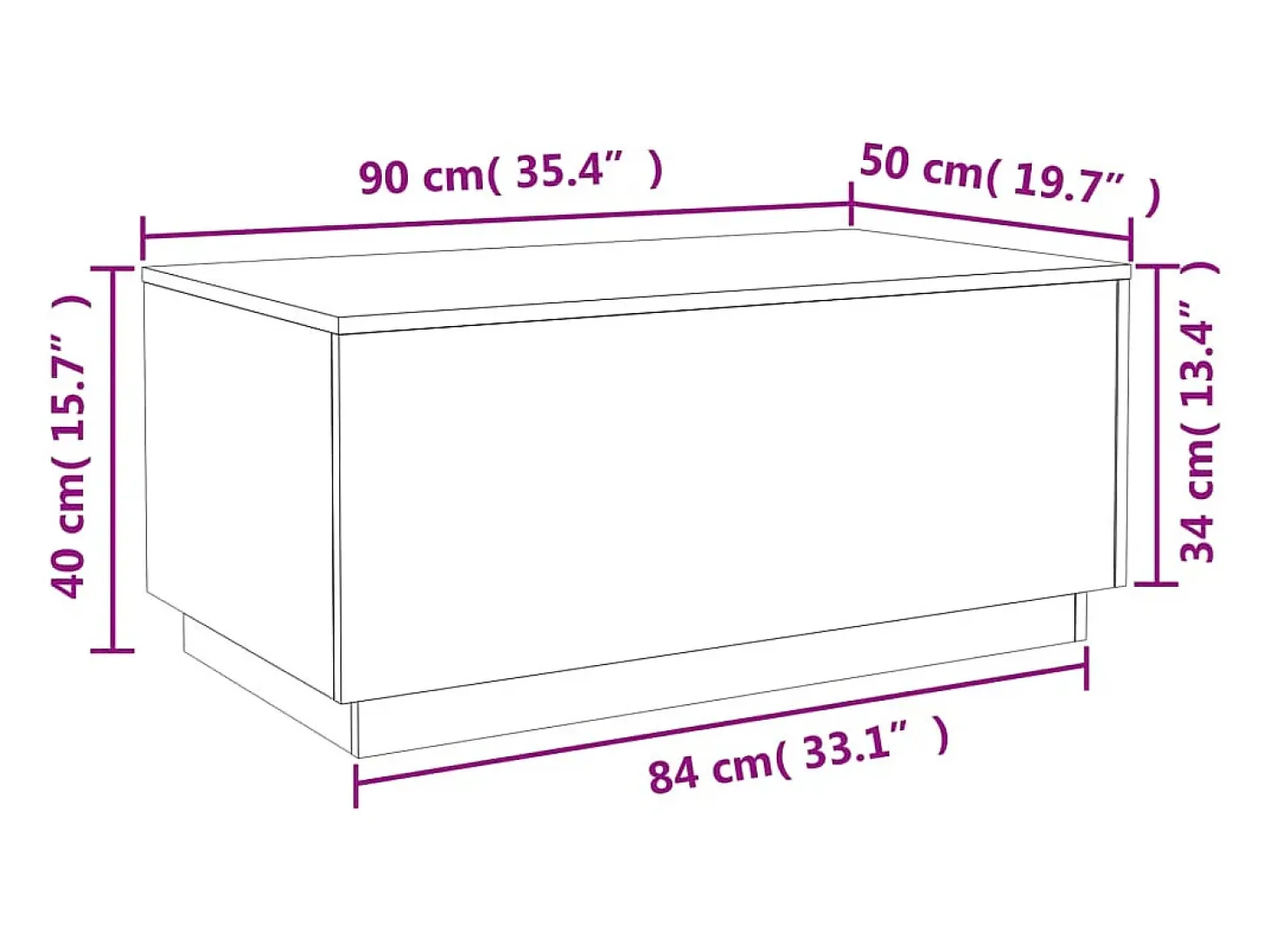 Mesa de centro con luces LED blanco 90x50x40 cm