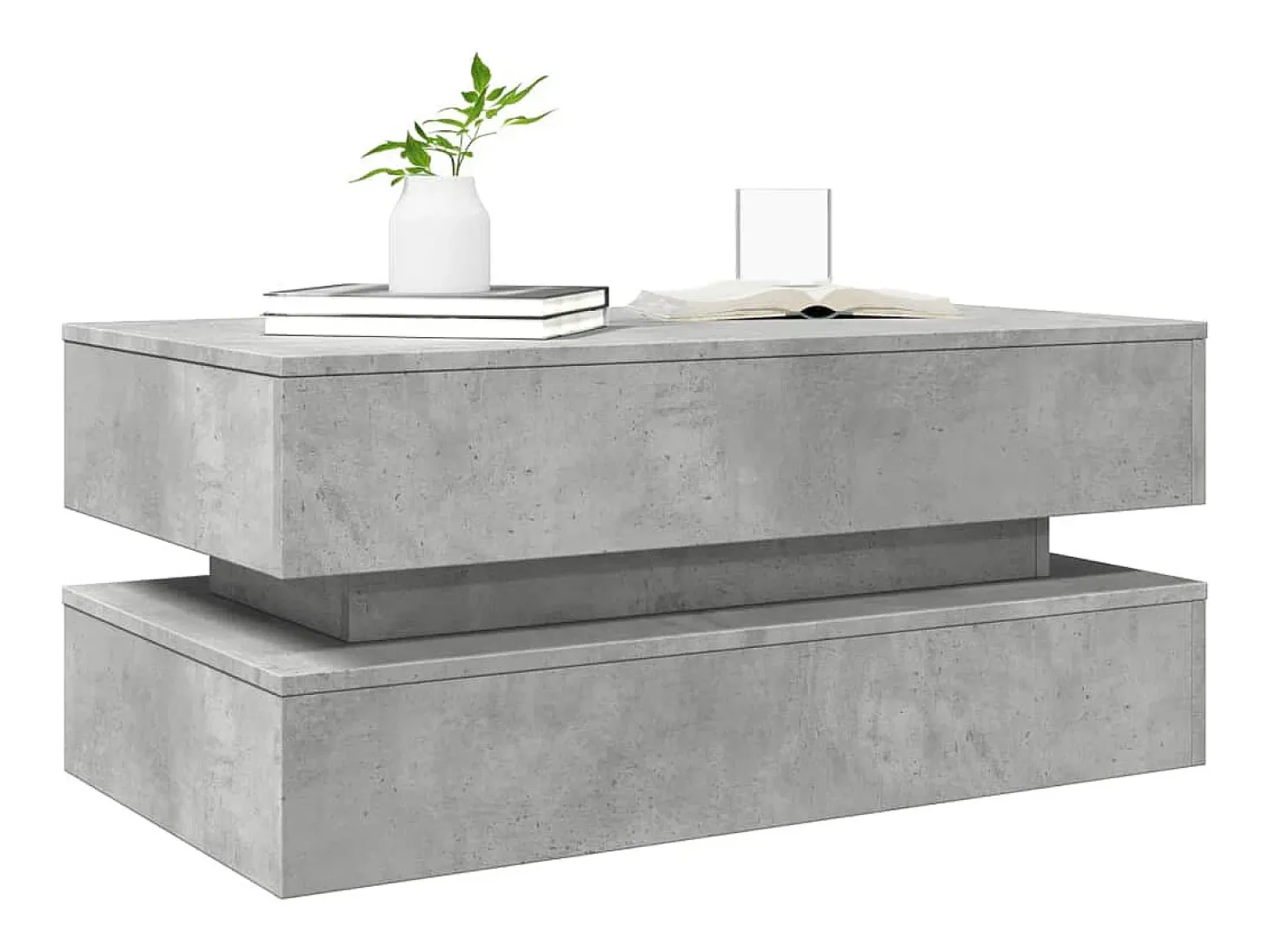 Mesa de centro con luces LED gris hormigón 90x50x40 cm