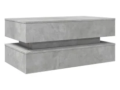 Mesa de centro con luces LED gris hormigón 90x50x40 cm
