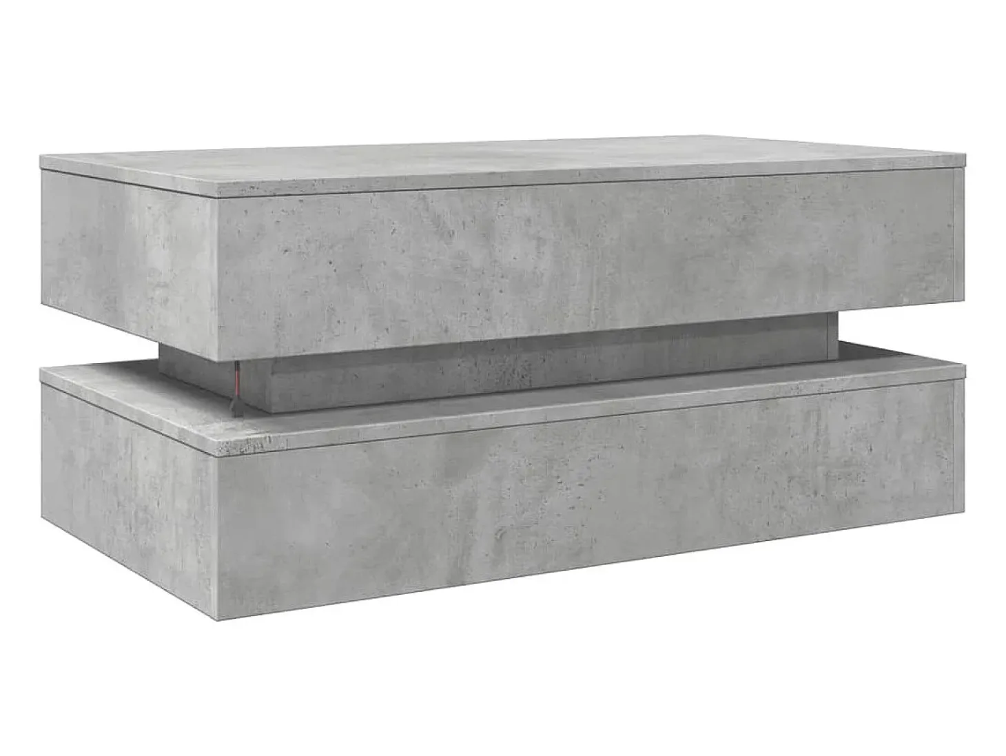 Mesa de centro con luces LED gris hormigón 90x50x40 cm