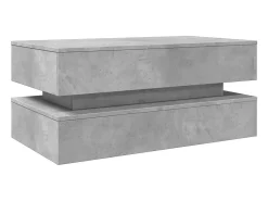 Mesa de centro con luces LED gris hormigón 90x50x40 cm