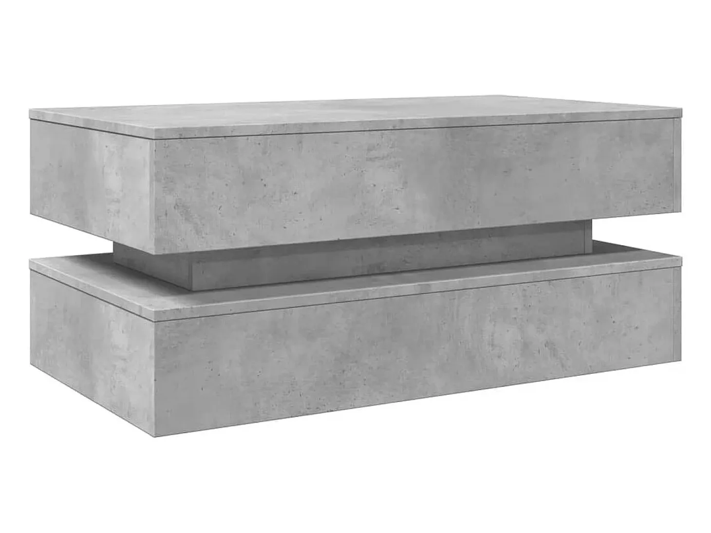 Mesa de centro con luces LED gris hormigón 90x50x40 cm
