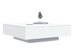 Mesa de centro con luces LED blanca 100x100x31 cm