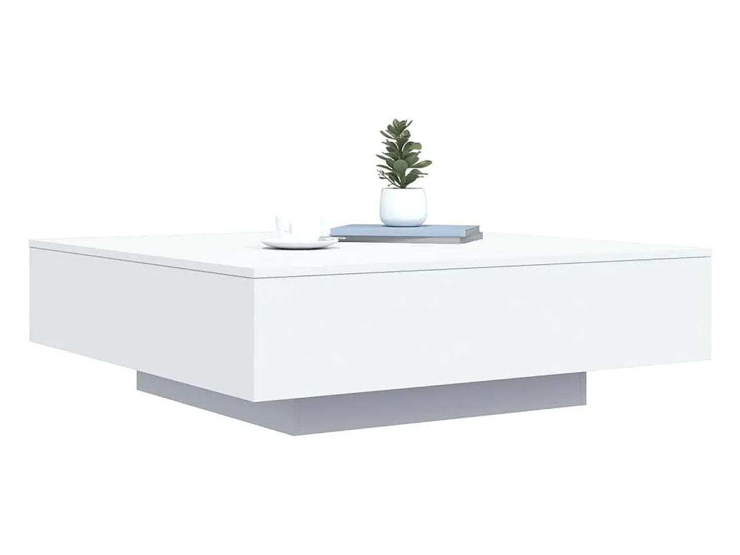 Mesa de centro con luces LED blanca 100x100x31 cm