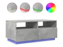 Mesa de centro con luces LED gris hormigón 90x49x40 cm