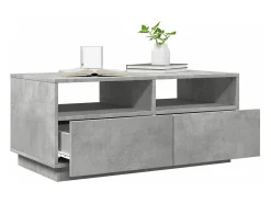 Mesa de centro con luces LED gris hormigón 90x49x40 cm