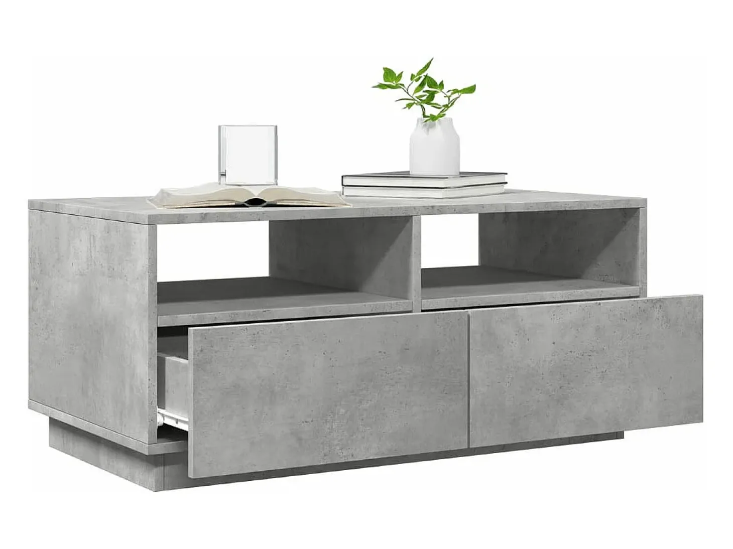 Mesa de centro con luces LED gris hormigón 90x49x40 cm