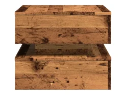 Mesa de centro con luces LED madera envejecida 50x50x40 cm