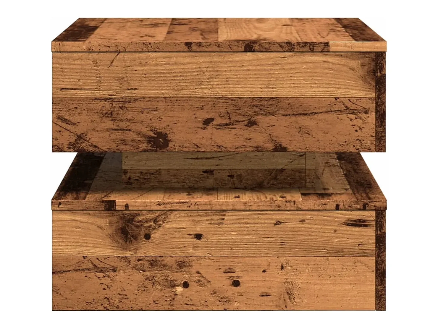 Mesa de centro con luces LED madera envejecida 50x50x40 cm