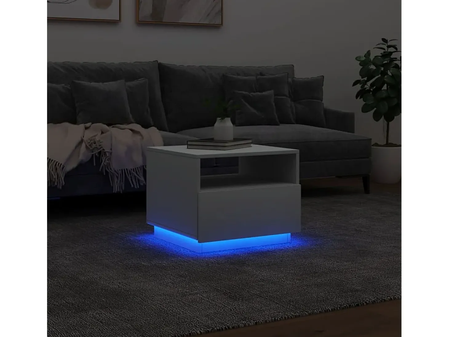 Mesa de centro con luces LED blanco 50x49x40 cm